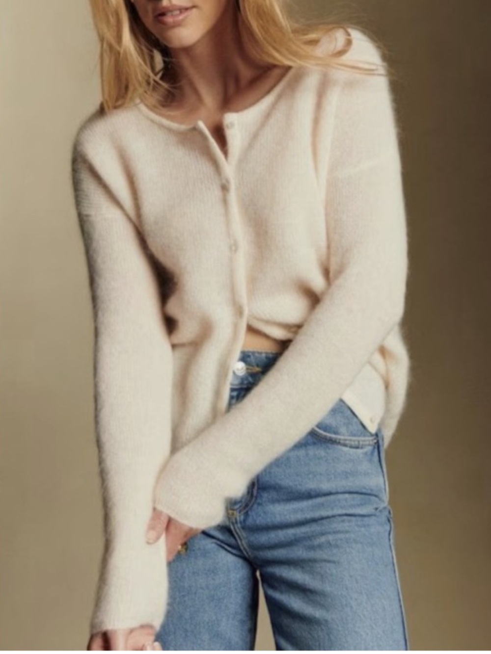 Sezane GASPARD CARDIGAN ECRU Cream Super Kid Mohair Size Small